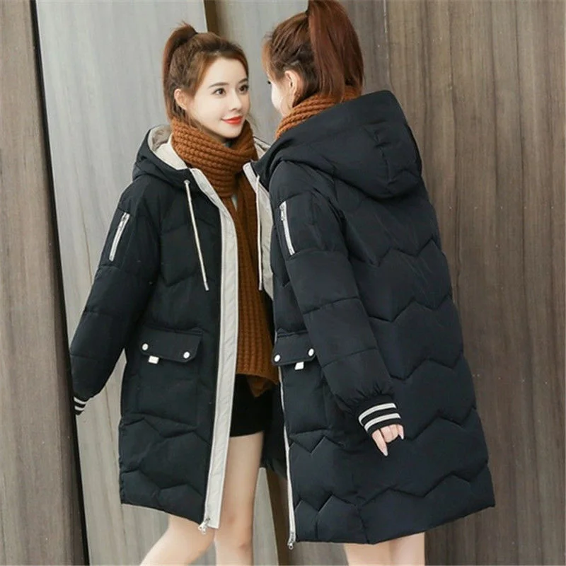 Down Jacket Female Winter 2023 Quilted Coat Spring Parka Demi-season Oversize Zipper Casual Fashion New In Outerwear Hooded