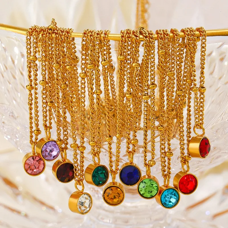 Популярное евроамериканское ожерелье с инкрустацией из цветного циркона для