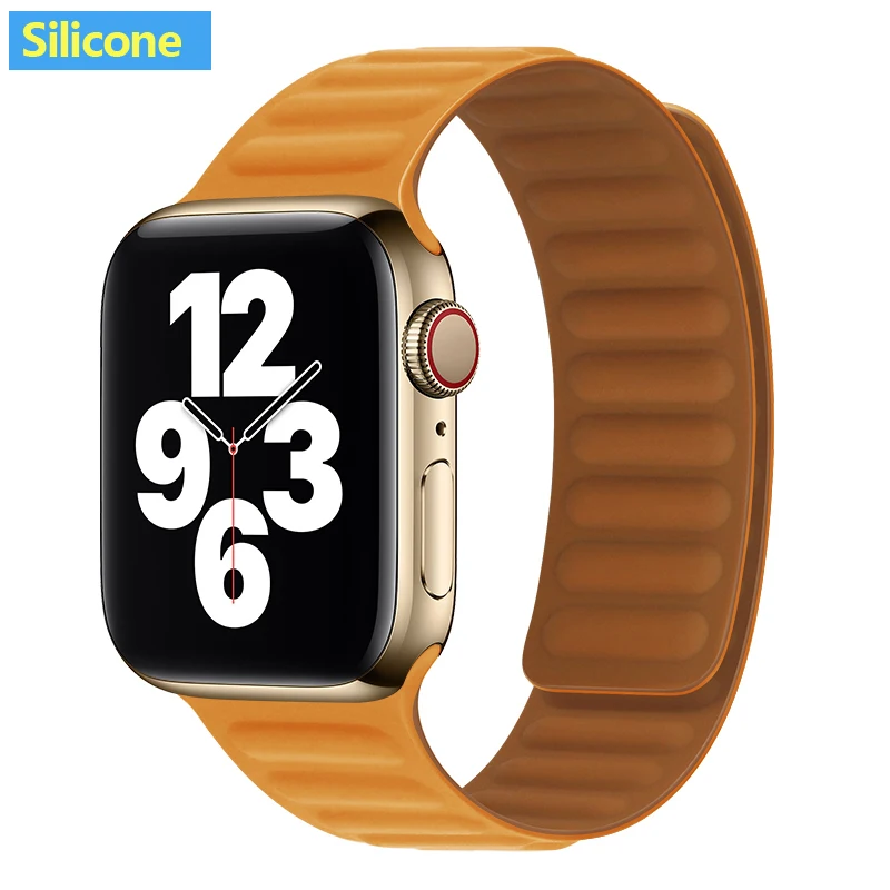 1:1 Original Silicone/Leather Loop Bracelet for Apple Watch Band 7 6 SE 5 4 40/44MM Watchabnd Magnetic Correa IWatch 7 41mm45MM