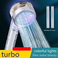 bathroom shower head light led color changing temperature sensor handheld with filter spa high pressure shower head nozzle