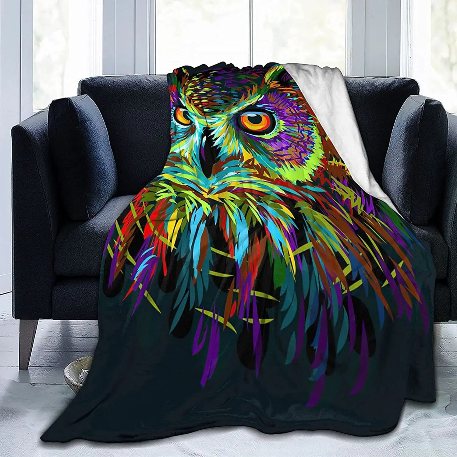 

Крутое Фланелевое комфортное мягкое теплое сияющее одеяло с принтом в виде совы для дивана, кровати, дивана для подростков, одеяло для подарка на день рождения