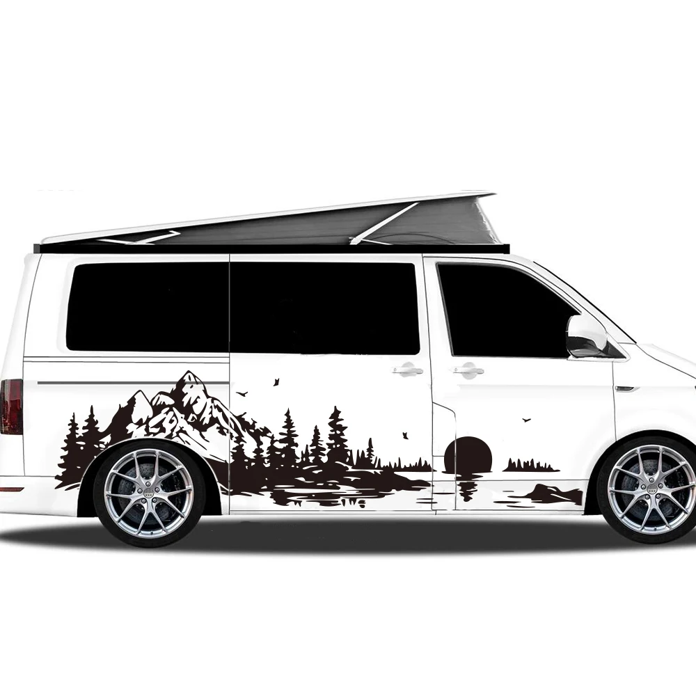 

Горное озеро пейзаж кемпер Rv автомобиль наклейка наклейка приключения природа дикая природа лесной лес авто декор автомобиля
