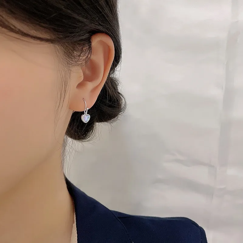 

Earrings Gift Silver Blue Heart Jewellery Stone Women Girl NEW 2022 Ear Stud