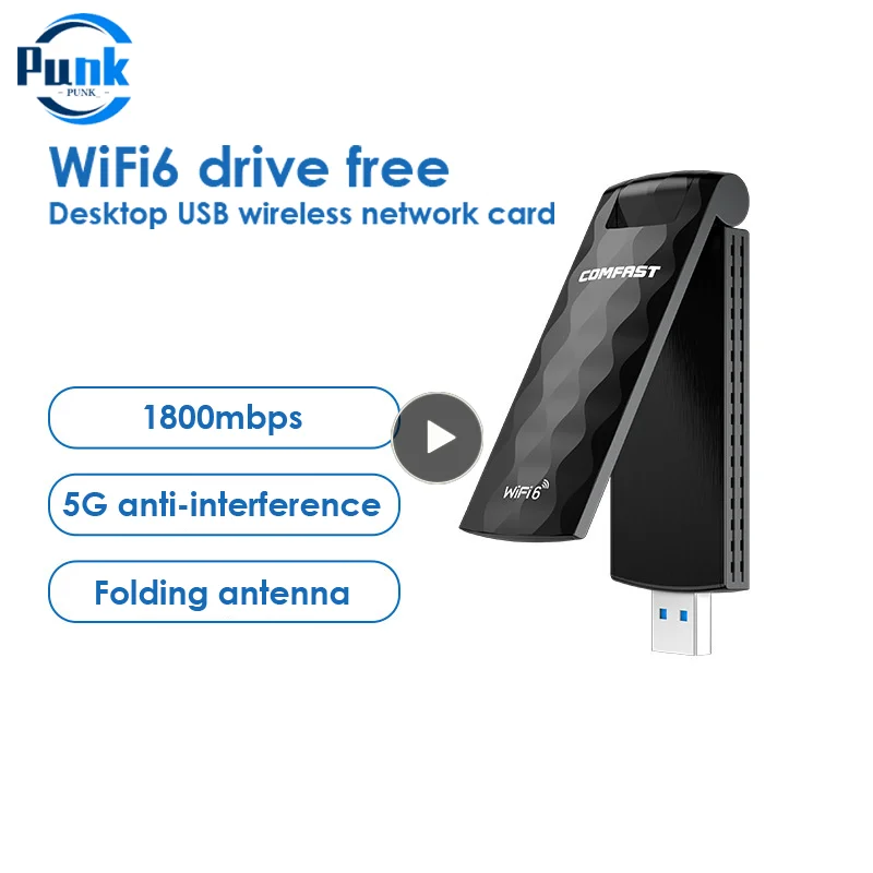 

Usb Wireless Dongle 2.4g 5g Dual Band High Speed Fast Transmission Wifi 6 1800mbps Usb3.0 For Win10/11 Pc Accessories Adapter