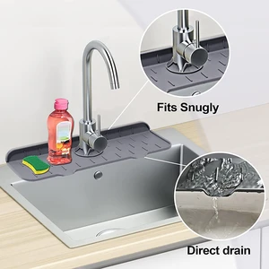 Kitchen Faucet Absorbent Mat Sink Splash Guard Washable Sink Splash Mat Silicone Faucet Drip Catcher Faucet Dish Drying Mat