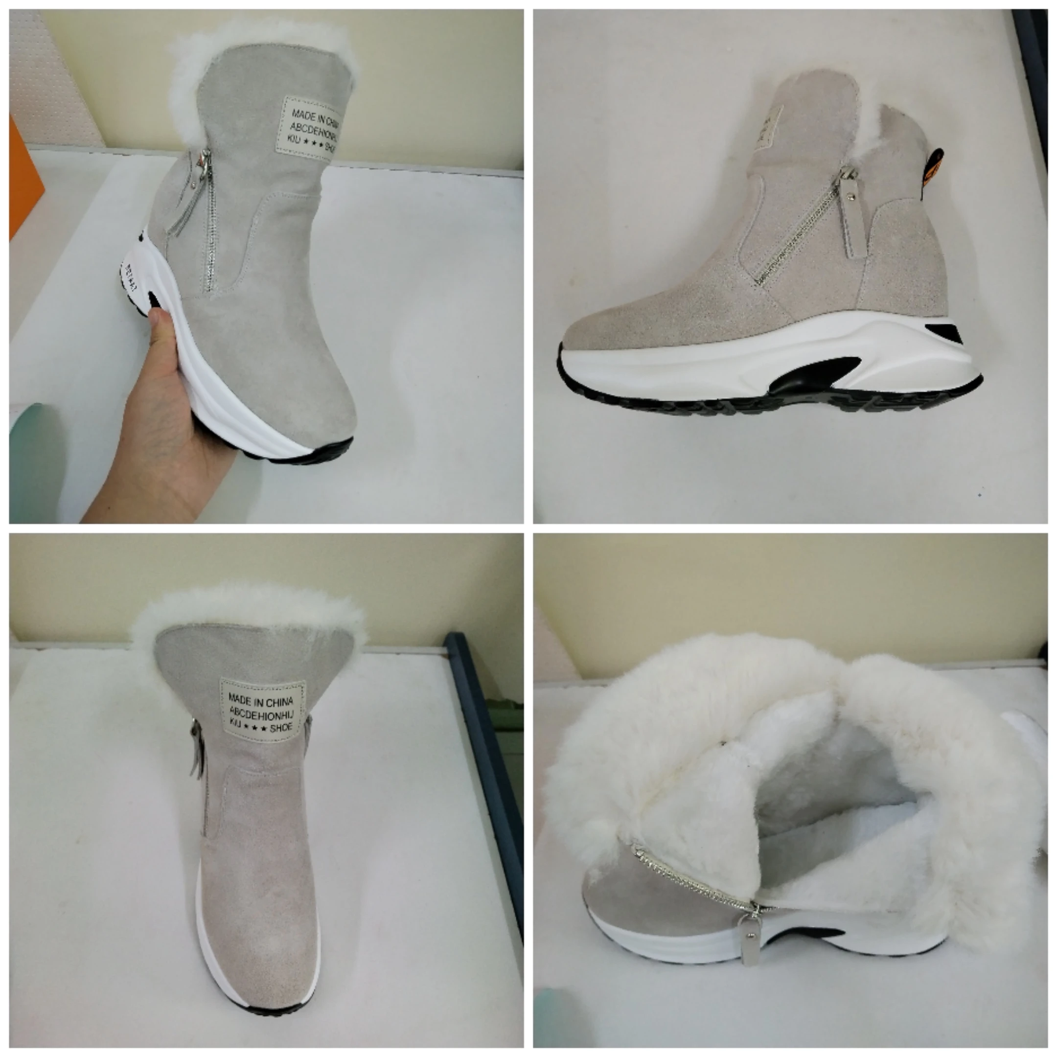Fujin/женские зимние ботинки из натуральной замши с натуральным мехом наплатформе 8,5 см; Женские зимние ботинки на молнии; Теплые ботильоны