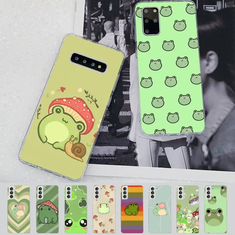 

FHNBLJ green Funny The Frog cute Phone Case for Samsung S21 A10 for Redmi Note 7 9 for Huawei P30Pro Honor 8X 10i cover