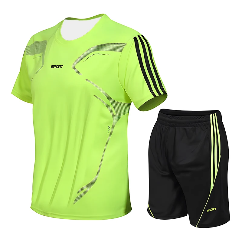 2023 Summer New 3D Printing Sport Quick Dry Breathable Street Gym Sportswear Comfortable Tight T-shirt+Shorts Two Piece Set