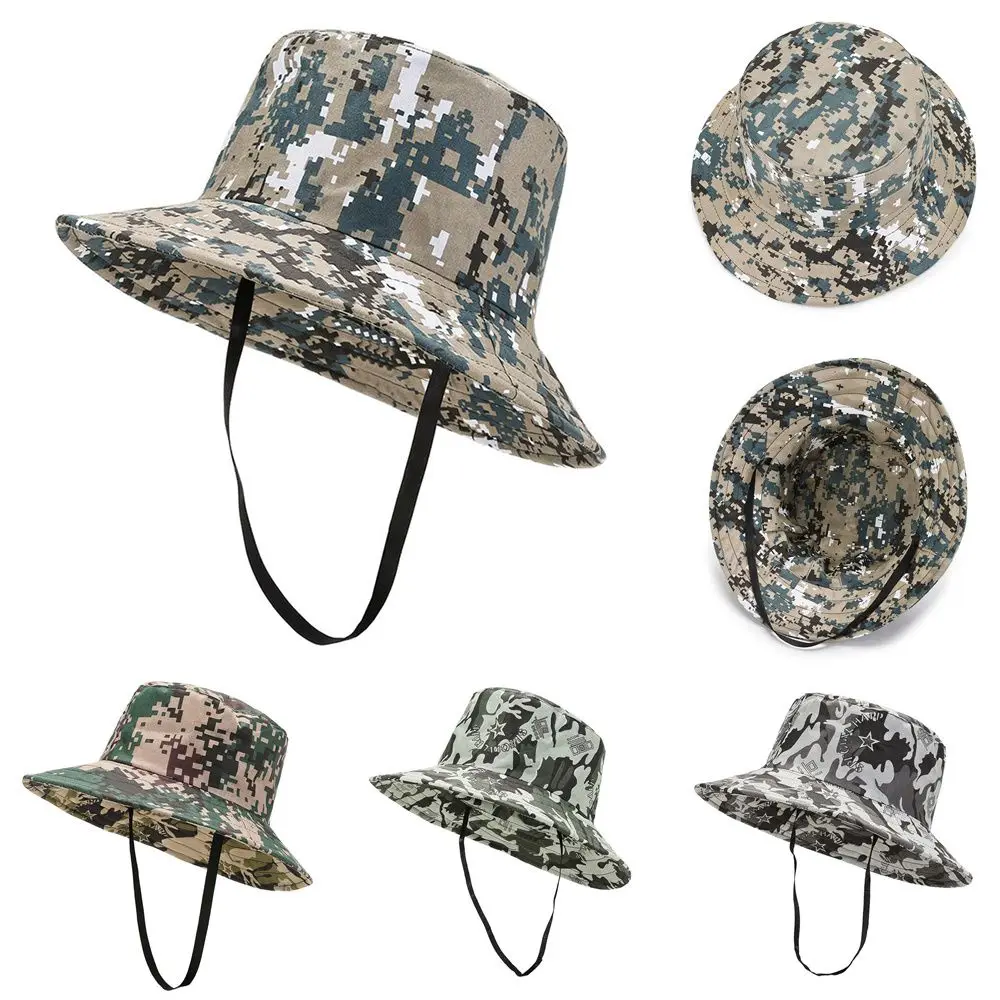 

Outdoor Summer Jungle Boonie Camo Bucket Hat Wide Brim Sun Hat Fishing Cap