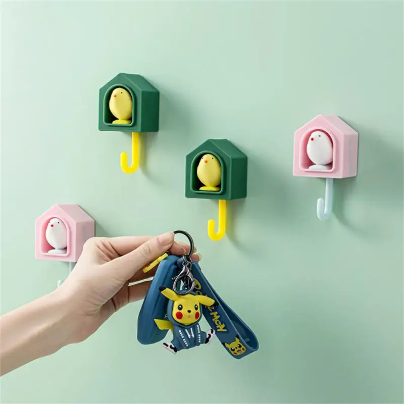 

Key Rack Wall Shelf Hooks Household Cartoon Bird Hook Self-adhesive Storage Hook No Trace Bathroom Kitchen Hook No Punching