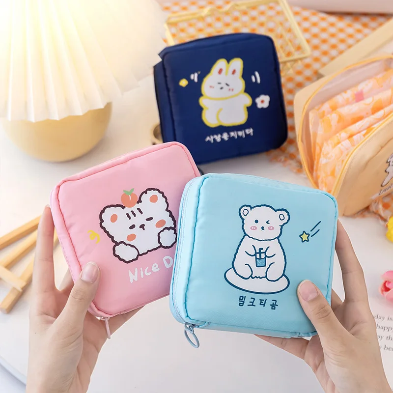 

Women Cute Tampon Bags Credit Card Holder Pouch Napkin Towel Cosmetics Cotton Coin Purse Organizer Sanitary Napkin Storage Bag