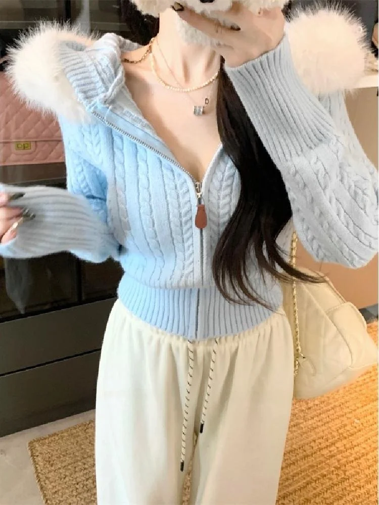 Французский sle Повседневный дизайн Sense Slim fit Нежный темпераментный меховой