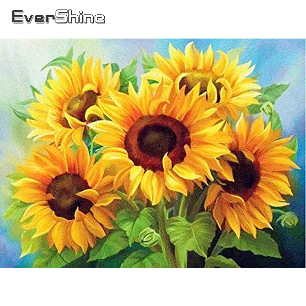 Купи EverShine 5D Diamond Painting Sunflower New 2023 Diamond Embroidery Flower Cross Stitch Kits Full Square Mosaic Art Hobby за 281 рублей в магазине AliExpress