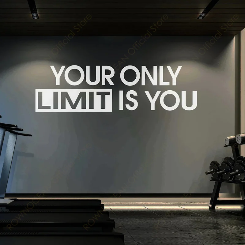 Your Only Limit Is You Quotes Gym Studio Decor Wall Sticker Home Gym Fitness Decals Motivational Workout Wallpaper Murals 4890