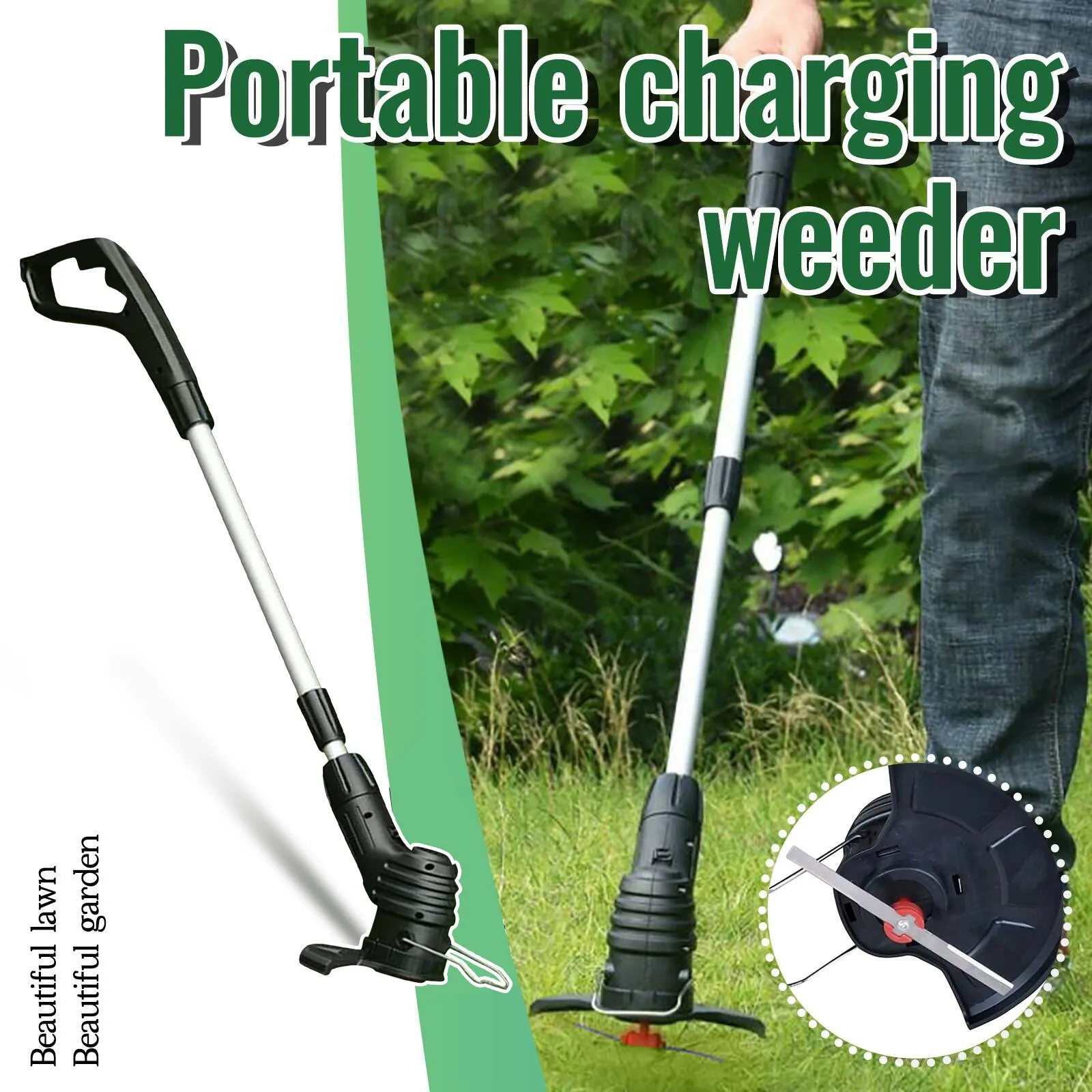 

Portable Smart-Wireless Electric Lawn Mower Lithium Battery Weeding USB charging Length Adjustable Pruning Cutter Grass Trimmer