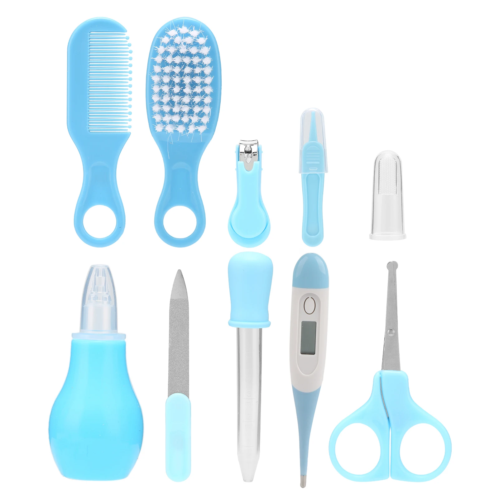 

10 Pcs Baby Manicure Grooming Kit Nail Clipper Scissors Ear Spoons Finger Toothbrush Set