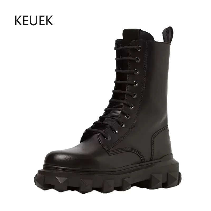 

Осенние модные мужские ботинки на толстой подошве, модные ботинки из натуральной кожи на шнуровке, высокие ботинки для пустыни 2А