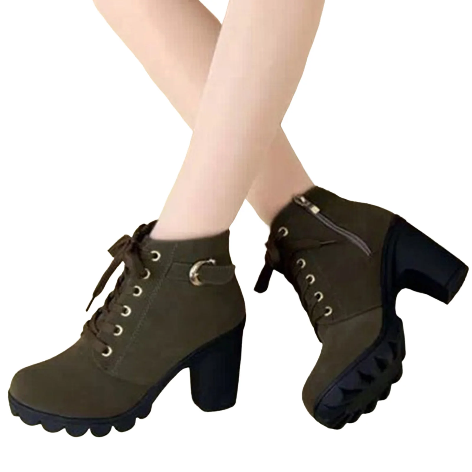 

Women High Heel Winter Booties Belted High-heeled Design Low Boots for Women Ladies Young Girls Wear