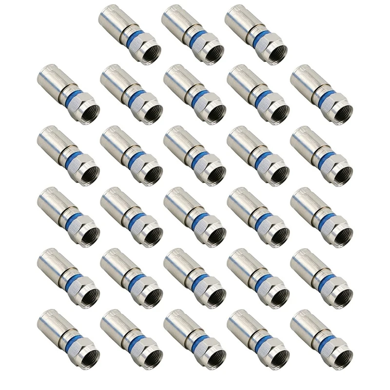 

Compression RG6 F Connector Coax Coaxial Adapter Plug for Satellite & Cable TV (28 Pack)
