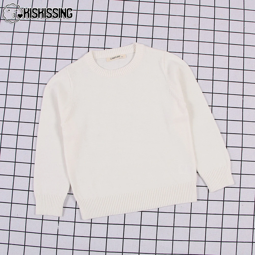 

Детский свитер KISKISSING, пуловер для новорожденных, топы, однотонная повседневная базовая трикотажная одежда, хлопковая осенняя одежда с круг...