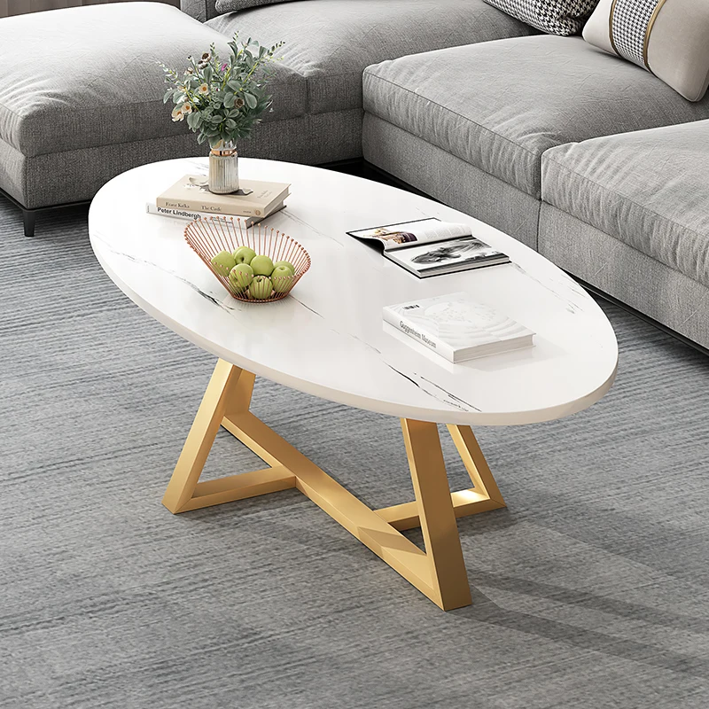 Mesa de centro ovalada blanca, Mueble minimalista, ahorro de espacio, para dormitorio,...