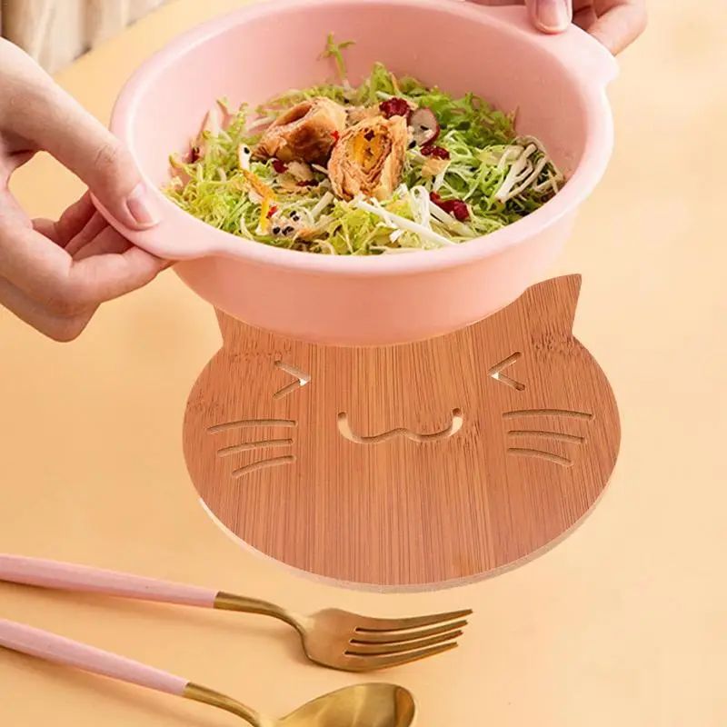 

Wood Pot Pads Trivet Natural Wooden Non-Slip Coasters Kitchen Table Coasters Hot Pad for Kitchen Hot Dishes Bowl Teapot