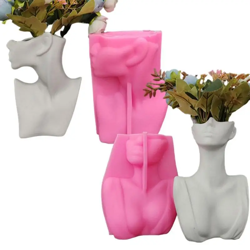 

Силиконовая искусственная Цветочная ваза, форма тела, многоразовые формы для DIY декоративной вазы, искусственная ручка, держатель, штукатурка