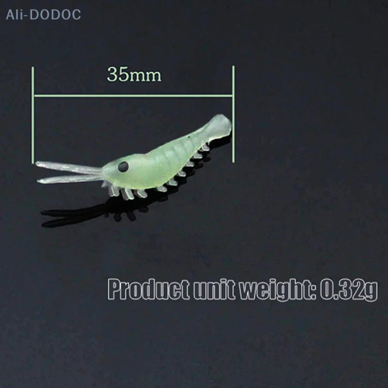 Искусственная имитация светящихся в темноте креветок для рыбалки на открытом