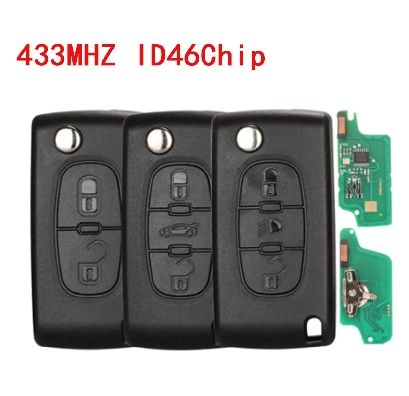 

QCONTROL Remote Flip Car Key ASK/FSK 433MHZ ID46 For Citroen C2 C4 C5 C8 Peugeot 307 308 607 VA2/HCA CE0523/0536 2/3/4BTNS Fob