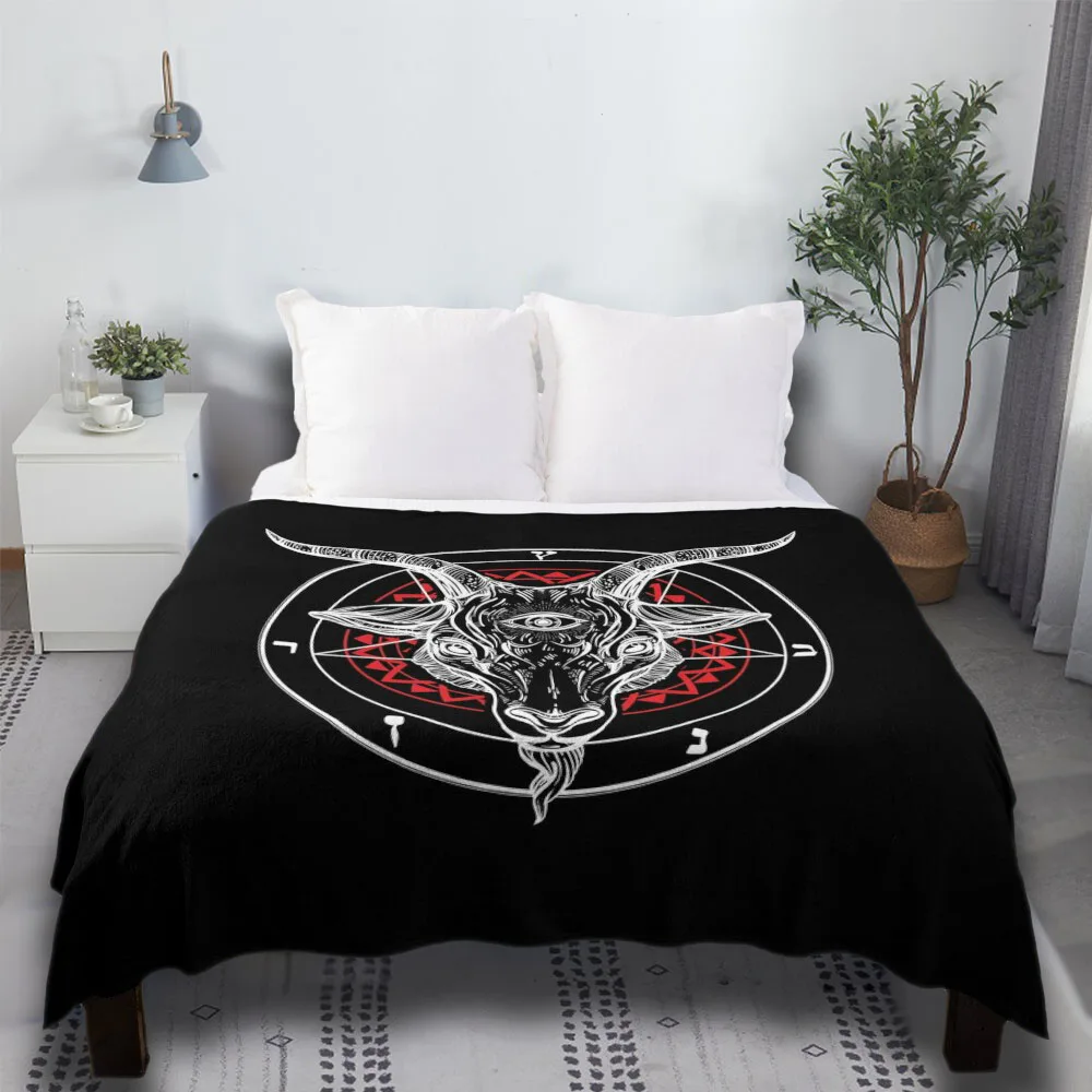 

Satanic Goat Baphomet Circle Satan Symbol Lucifer Devil Fresh Mothers Day Gifts Sherpa Fuzzy Woven Throw Blanket