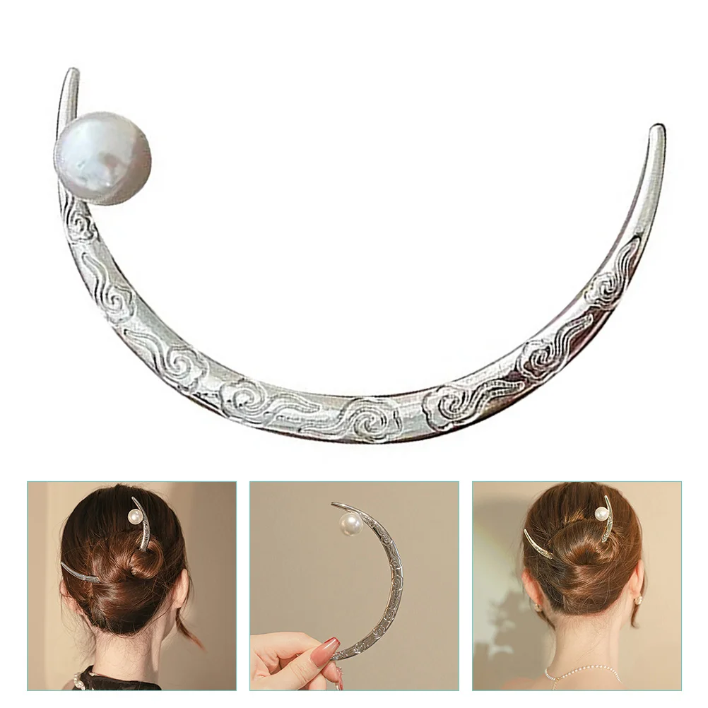 

Hairpin Ornament Bun Sticks Barrettes Girls Women Pearl Clips Metal Fork Decorations