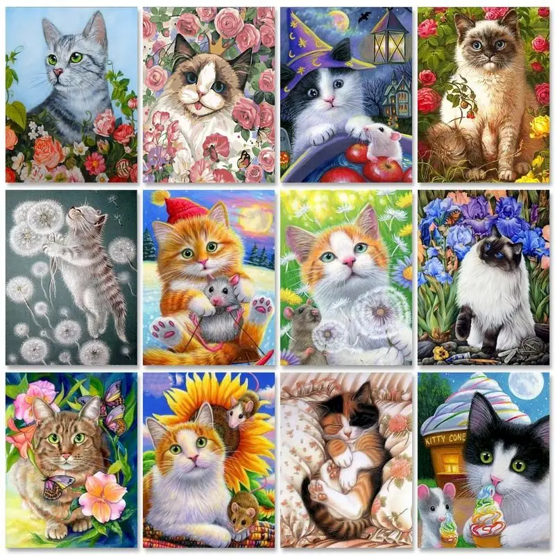 

Gatyztory Animals 60x75cm Paint By Numbers Handmade Picture Drawing Cute Cat Painting Numbers Artwork Living Room Decor