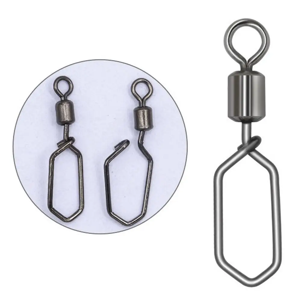 

50pcs/Set 2#-12# Rolling Swivel With Hanging Snap Fishing Tackle Steel Alloy + Brass Fishhooks Connector