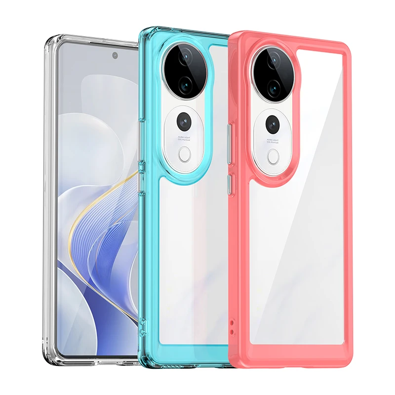 Чехол для VIVO V40 прозрачный жесткий чехол из ПК мягкий бампер ТПУ защита объектива