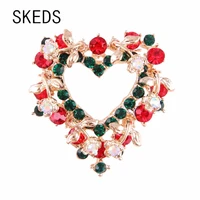skeds women girls boutique heart hollow crystal brooches love rhinestone accessories christmas festival party jewelry brooch pin
