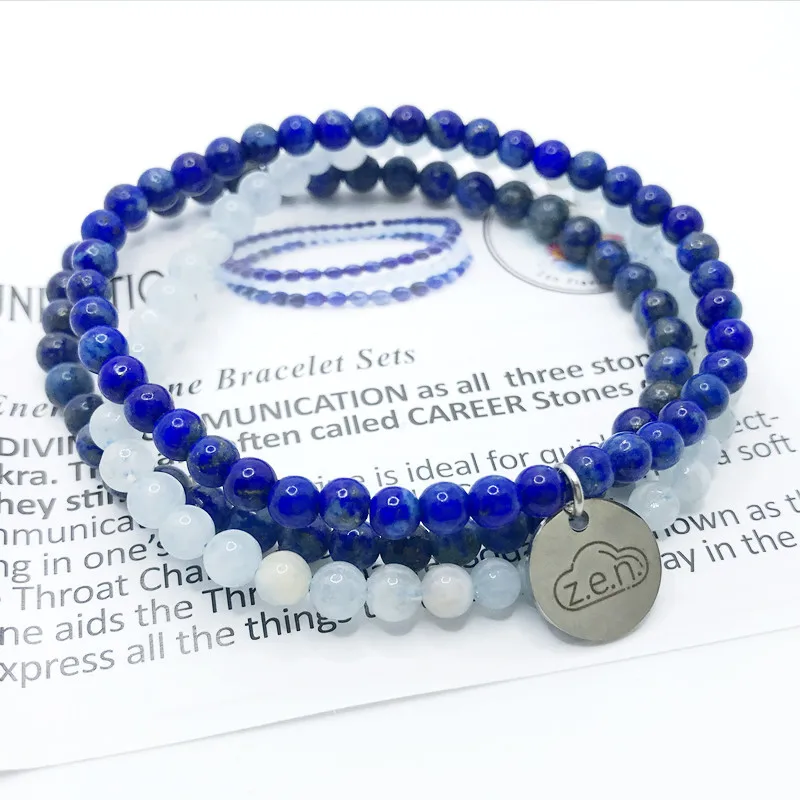 

3 шт./компл. 4 мм браслет для исцеления энергии, браслет из лазурита, голубого нефрита, кальдалитового камня, Подвесные Браслеты, лидер продаж