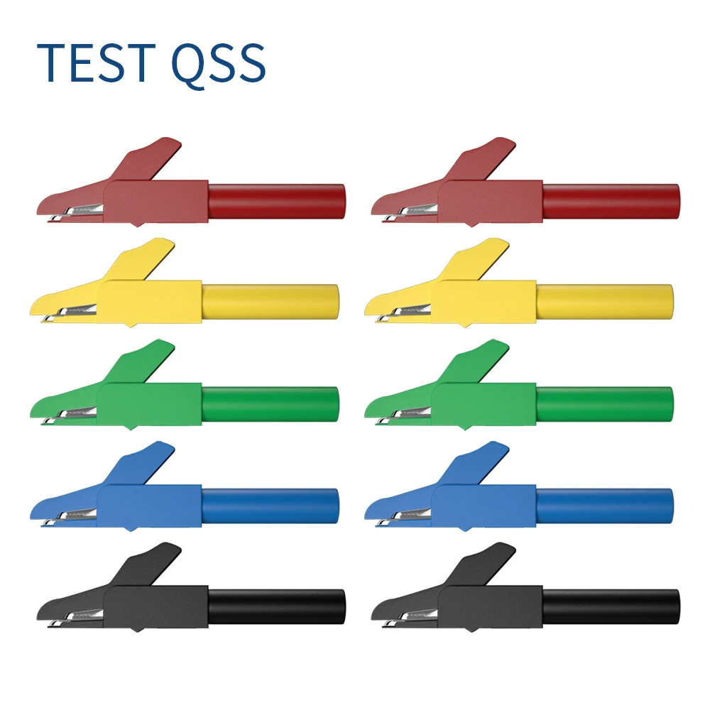 QSS 10 шт. 4 мм изоляционные зажимы типа крокодил металлический зажим для проводов