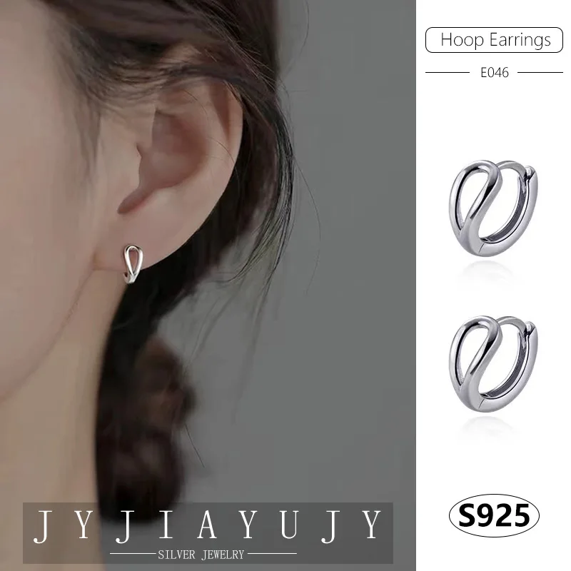 

JYJIAYUJY 100% Sterling Silver S925 Hoop Earrings Water Drop Line Shape 2 Colors Fashion Hypoallergenic Fine Jewelry Gift E046