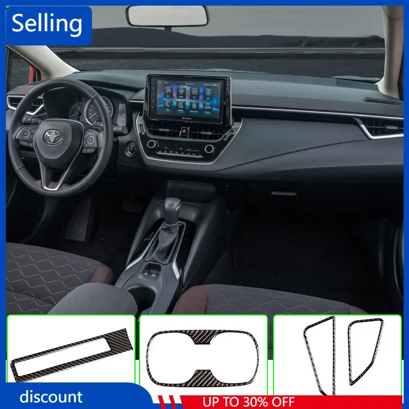 

For 2019-2020 Toyota Corolla Car Interior Trim Panel Soft Carbon Fiber Steering Wheel Central Control Door Decoration Accessory