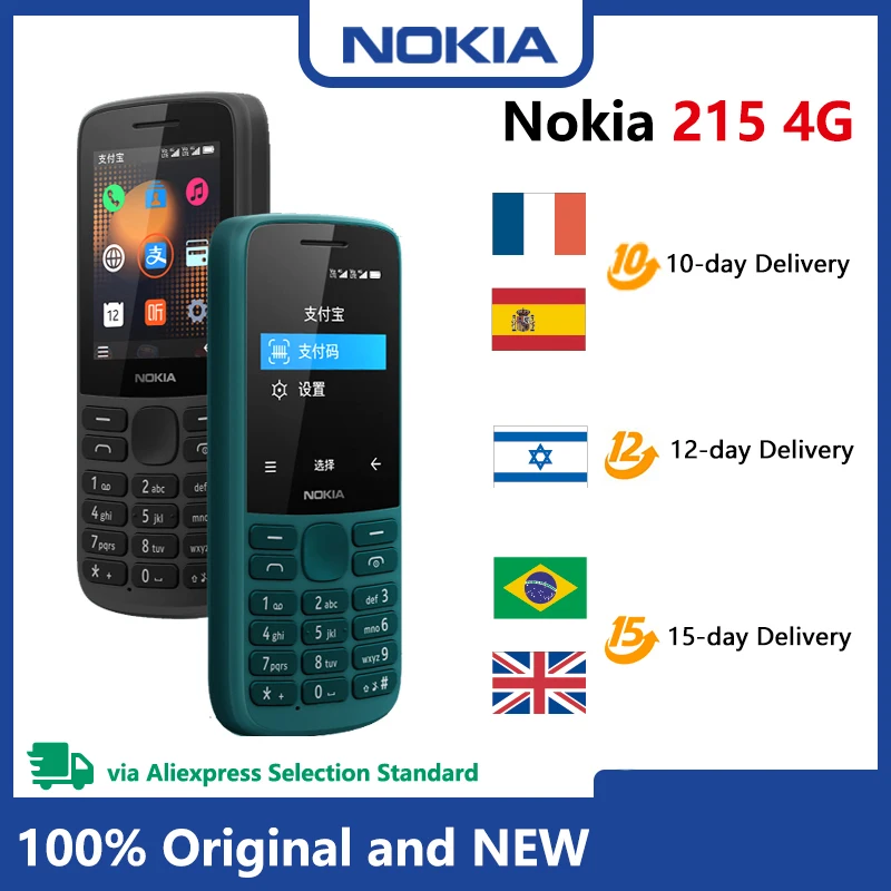 Новый и оригинальный телефон Nokia 215 4G с двумя SIM-картами экран 2 4 дюйма FM-радио