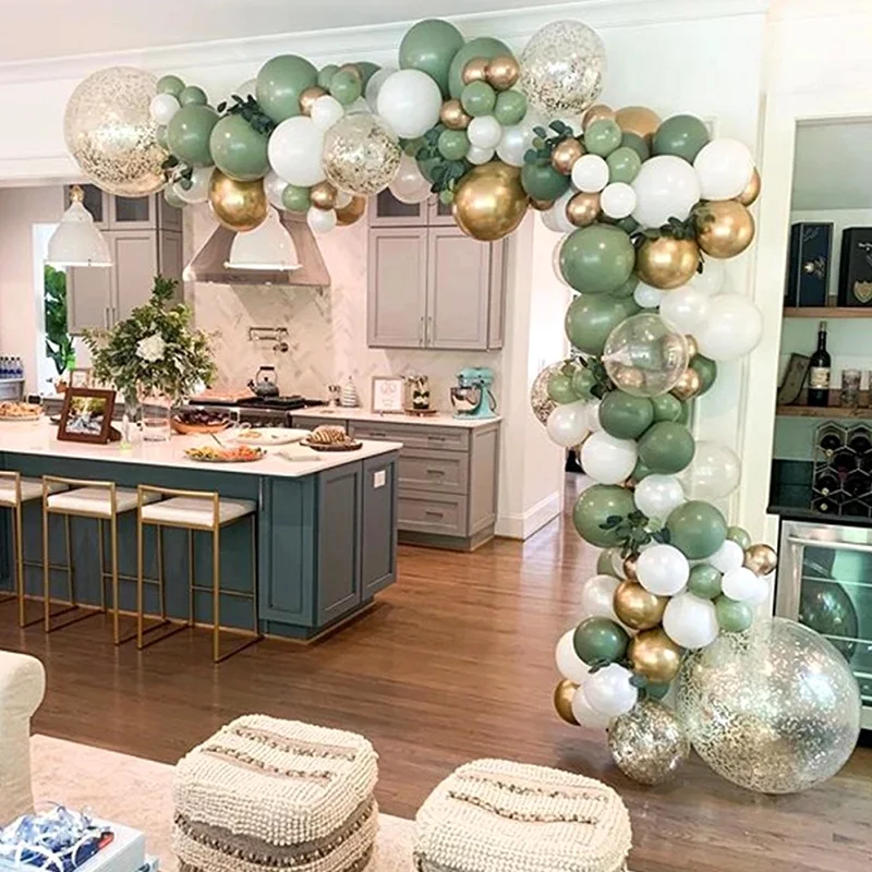 

119Pcs Vintage Green White Gold Latex Balloon Garland Arch Kit for Kids Jungle Birthday Party Baby Shower Wedding Decorations