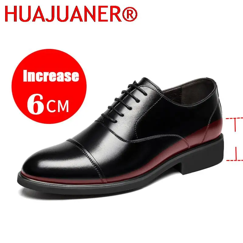 

HUAJUANER мужская обувь на плоской подошве/5 см увеличивающая рост искусственная кожа мужские британские повседневные Свадебные Костюмные туфл...