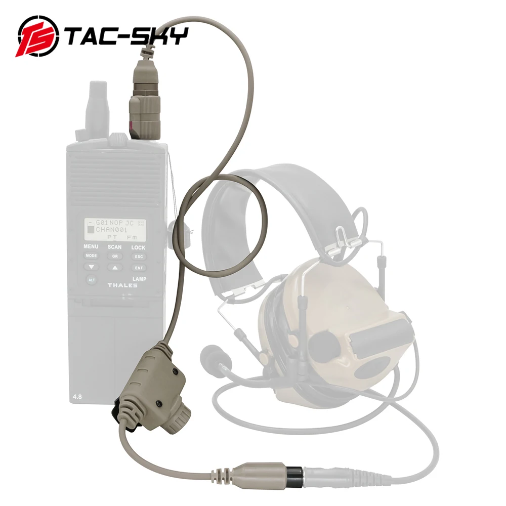 Tactical RAC 6PIN PTT Push to Talk RAC Airsoft Shooting Headphone Adapter 6 Pin Plug for Tactical Hunting Headphones