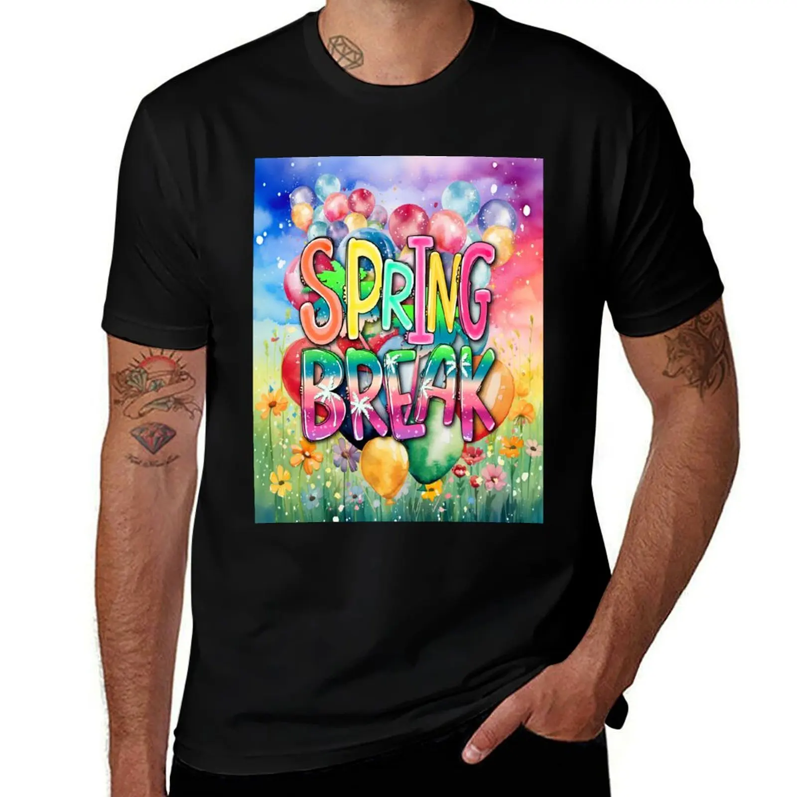 Фото Футболка Spring Break Wonderland: Meadow Magic, мужские футболки, повседневные хлопковые футболки, комплект футболок №1