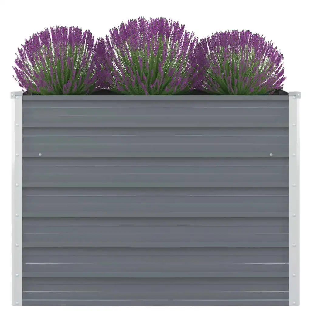 Garden Planters, Galvanised Steel Patio Plant Pots, Raised Bed, Garden Decoration Grey 100x100x77 cm