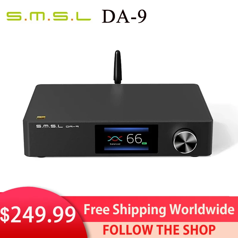

SMSL DA-9 Bluetooth 5.0 Amp APT- X Support DA9 NJW1194 Hi-Res Audio Power Amplifier RCA/XLR/BT input with Remote Control