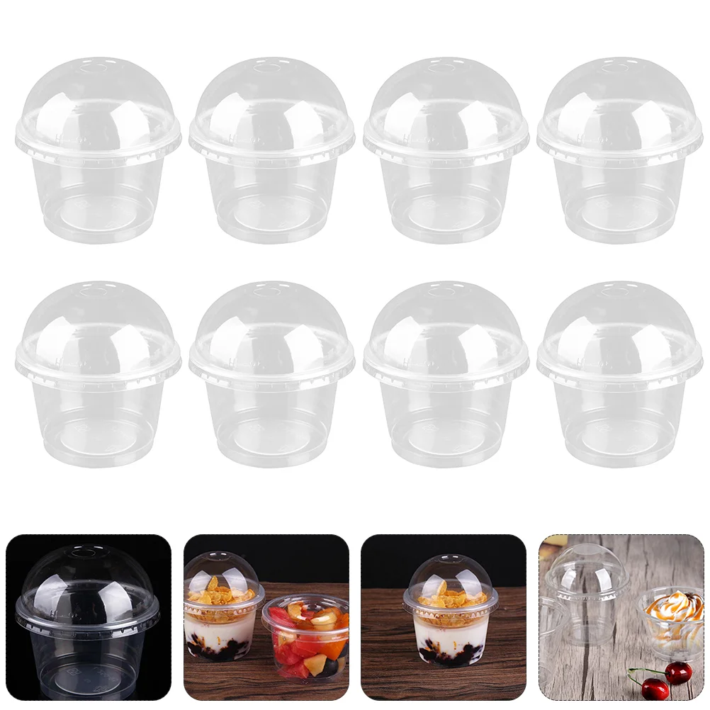 

Cups Cup Dessert Mini Appetizer Bowl Parfait Clear Pudding Box Cake Bowls Jelly Tasting Lids Serving Dome Mousse Portion Yogurt