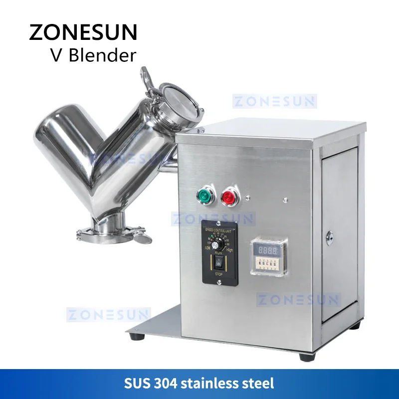 Фото ZONESUN ZS-V2 Машина для смешивания порошков из нержавеющей стали, миксер для сухих порошков, блендер для таблеток, конфет, таблеток, машина для смешивания витаминов и дома №4