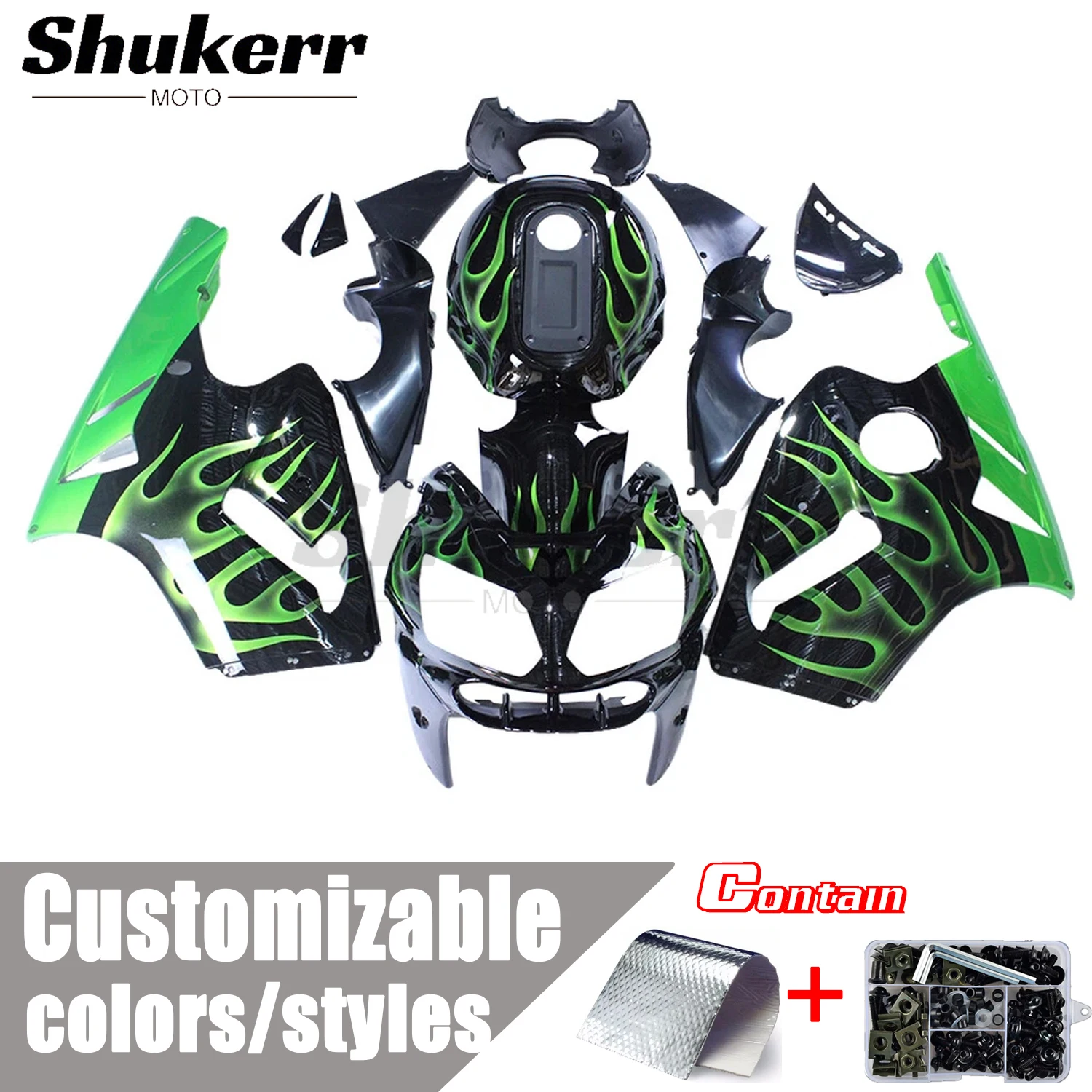 Фото Комплект обтекателя мотоцикла Shukerr Moto из АБС-пластика, комплекты кузовных работ для спортивного велосипеда, подходят для Kawasaki Ninja Zx-12R Zx12R 2002-2006 03 04 05 №1