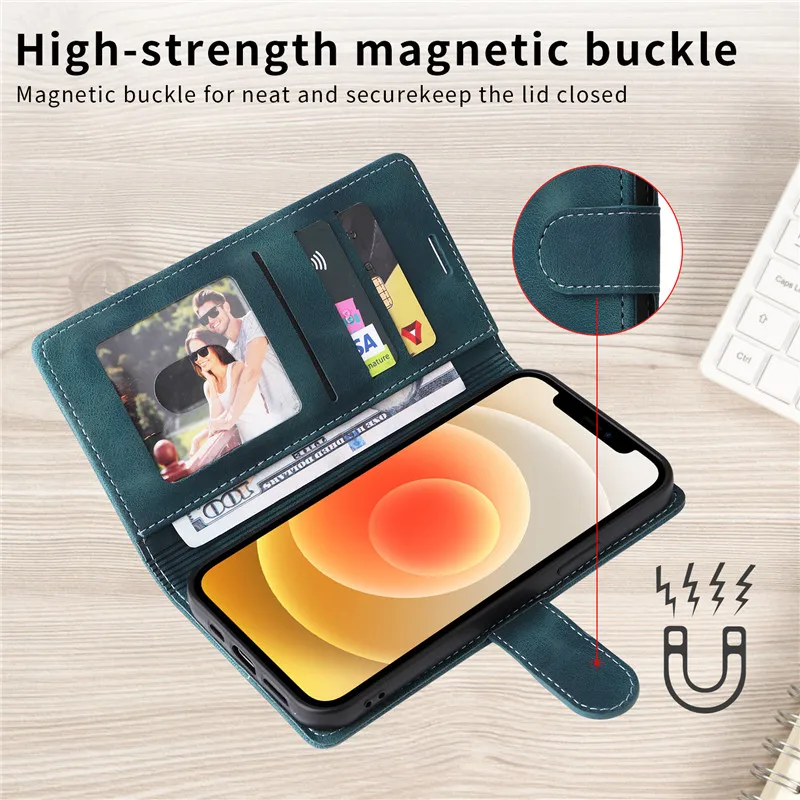 Matte Leather Case For iPhone 14 Pro Max Wallet Flip Cover For iPhone14 Plus 13 12 Pro 14pro Max Mini Phone Protective Bags